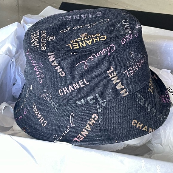 Chanel hat cap denim cc multi color beach cap logo hat size small coco beach - Picture 1 of 9